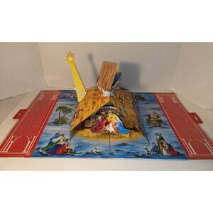 Vintage Nativity Scene Pop Up Advent Calendar England Bible References Rare